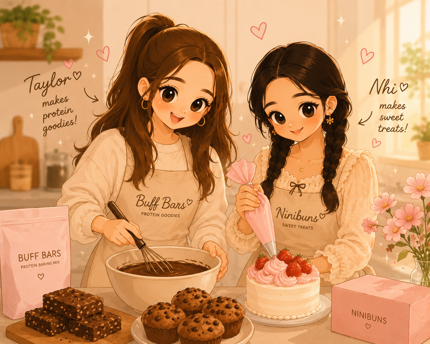 Taylor and Nhi baking together